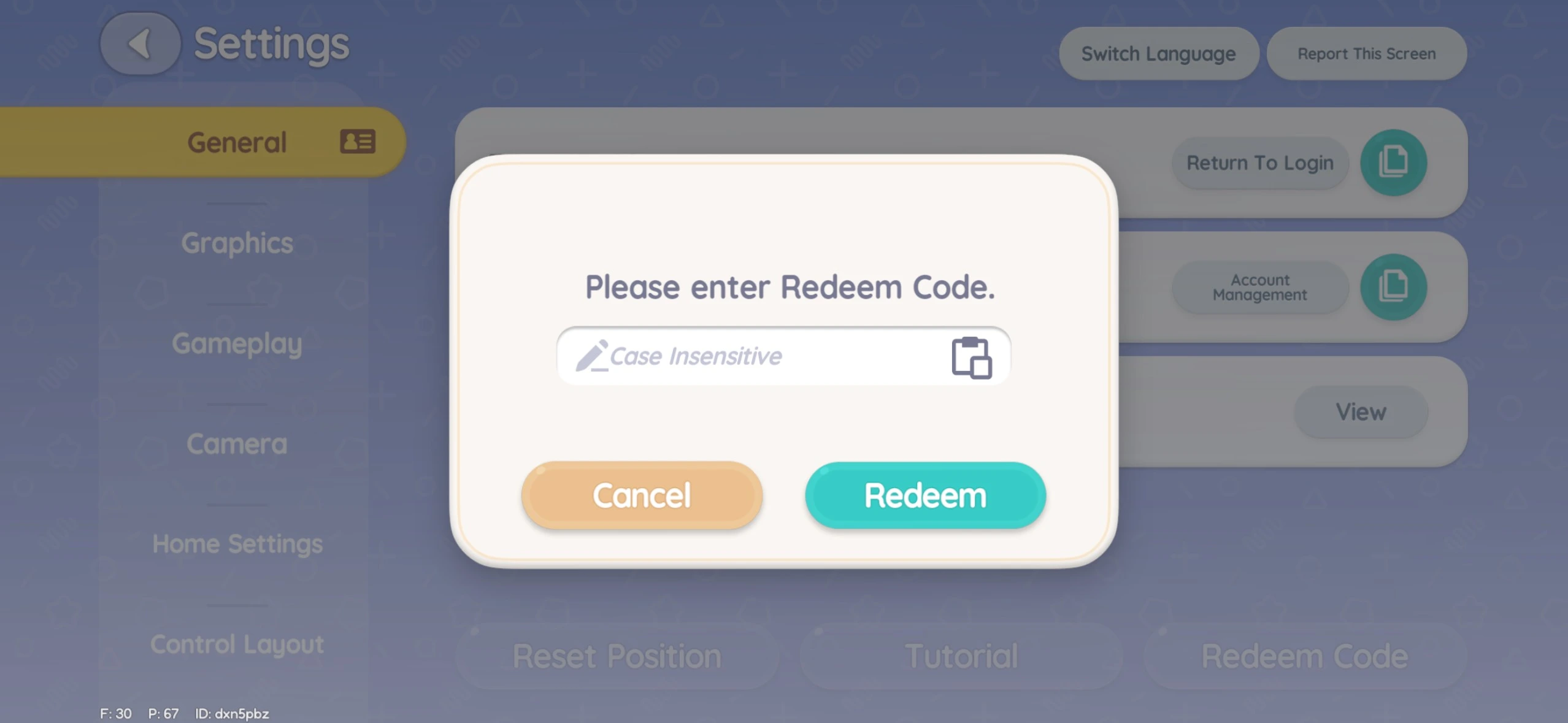 Entering the redemption code