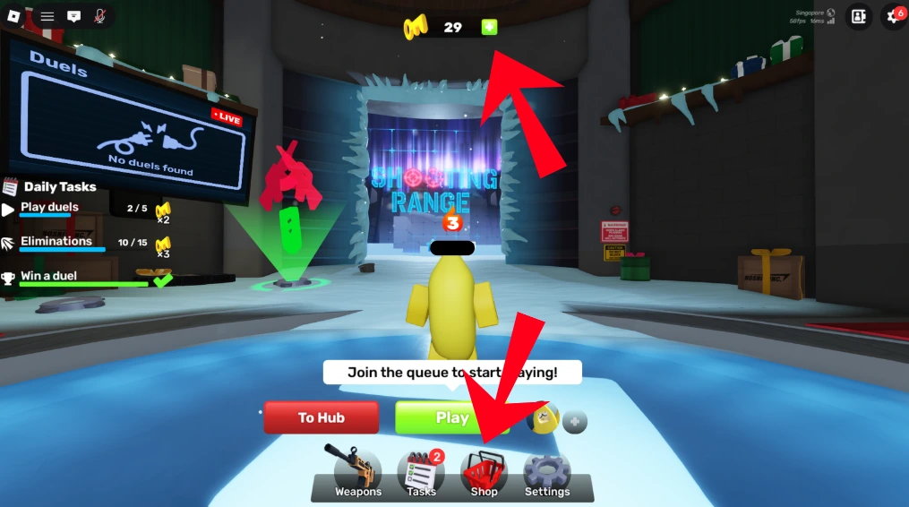 Shop or Key Menu interface