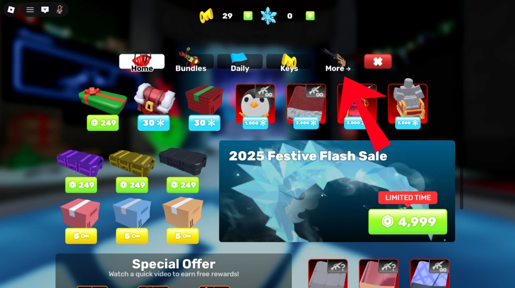 Locating the Gun Icon More button